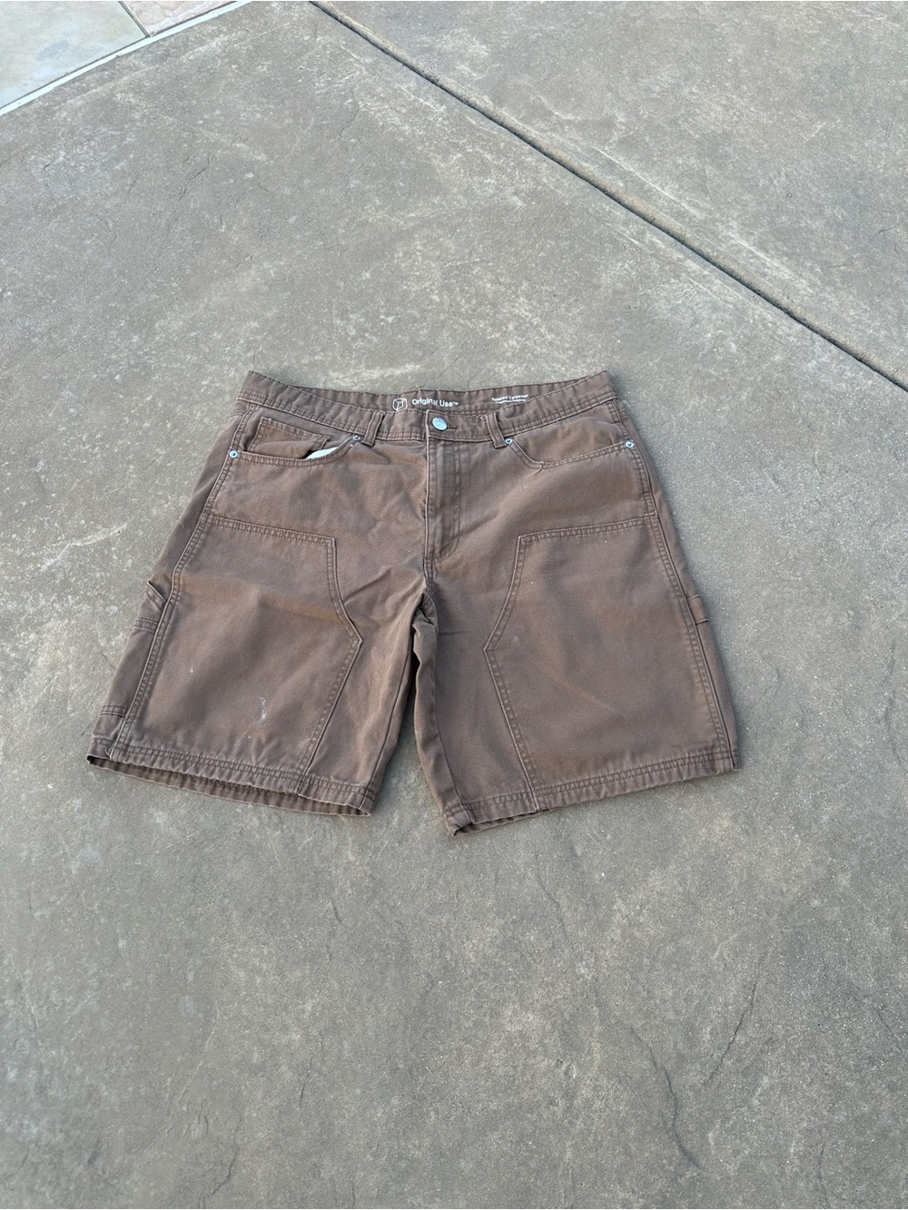 Original Use Brown Men's Cargo Shorts with Front Patch Pockets